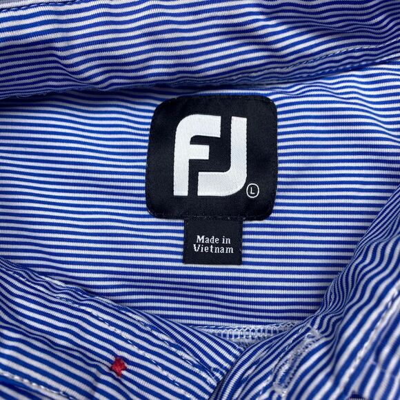 Footjoy Polo Shirt Mens Large Blue Red Pullover Performance Golf Casual - Picture 2 of 9